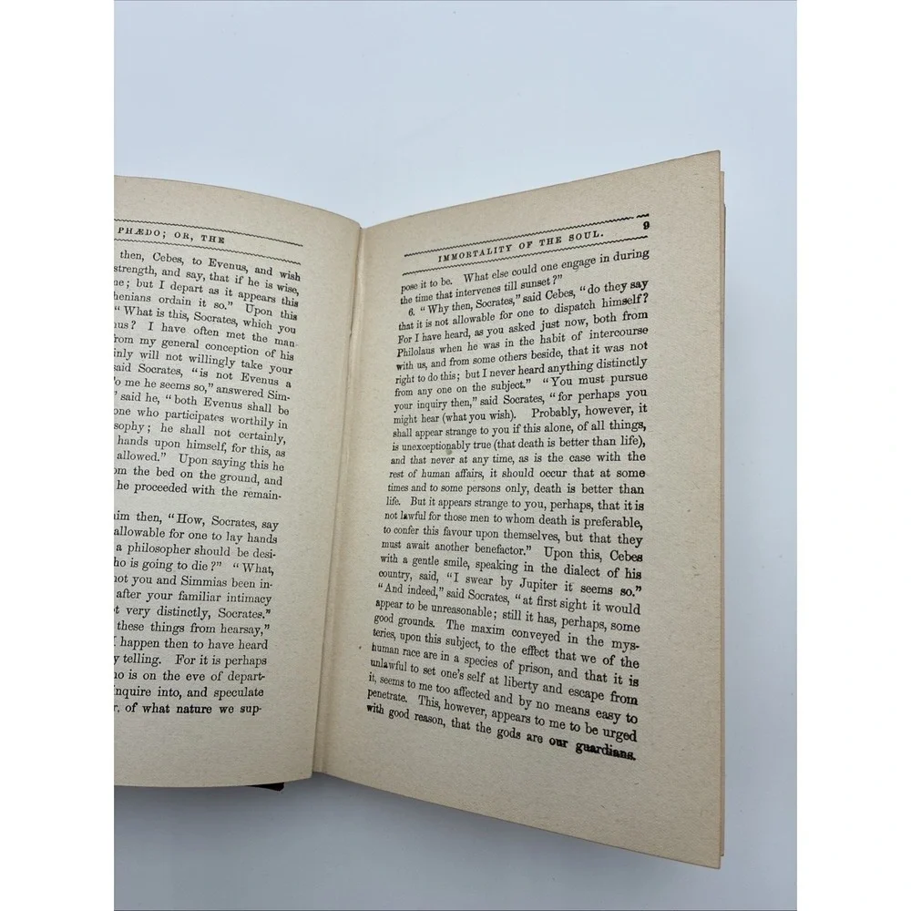 Plato On The Immortality Of The Soul Phaedo Hurst & Co Antique Hardcover Red